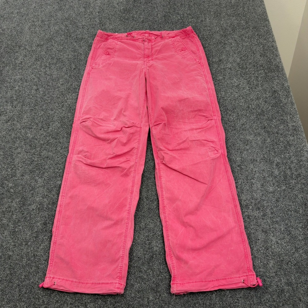 American Eagle Pants Womens S Pink Cotton Stretch Drawstring Cargo Y2K Gorpcore